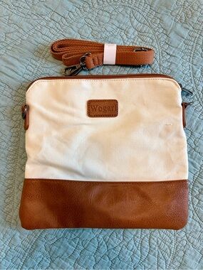 Two-Tone Cream and Brown Crossbody Bag